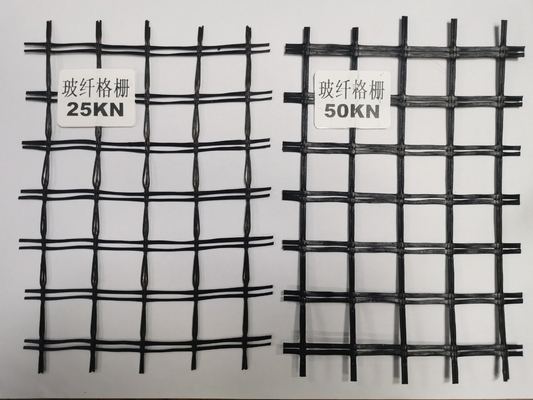 การทอผ้าใยแก้ว Geogrid Roadbed เสริมความแข็งแกร่งให้กับ Black Biaxial