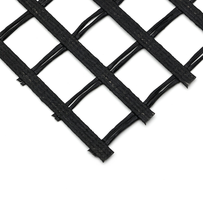 120kn PET Geogrid Warp ลาดถักเสริมแรงเคลือบโพลีเอสเตอร์ PVC