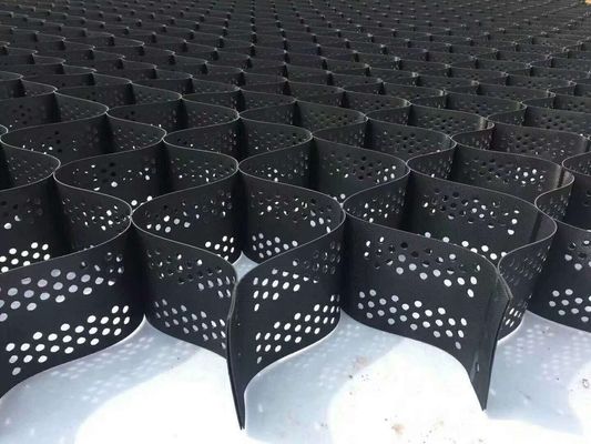 โครงการ Geocell Carbon Black 1.5 เปอร์เซ็นต์ HDPE โครงการ Geocell ASTM Standard Anti Erosion Solution สําหรับความมั่นคงของดินและการป้องกันชัน