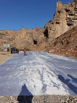 5ความกว้าง.2m เนื้อเยื่อจีโอเท็กสไตล์ที่ผสมผสาน มีความแข็งแรงในการดึง 50KNm ถึง 1200KNm และความแข็งแรงในการเจาะ CBR 12KN หรือมากกว่า